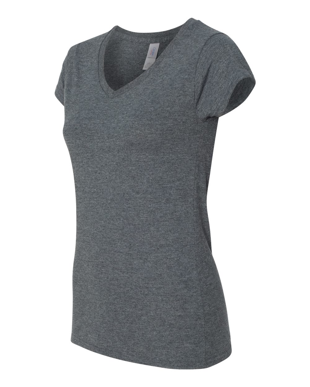 T-shirt femme col en V ultra doux coton gris cendré foncé