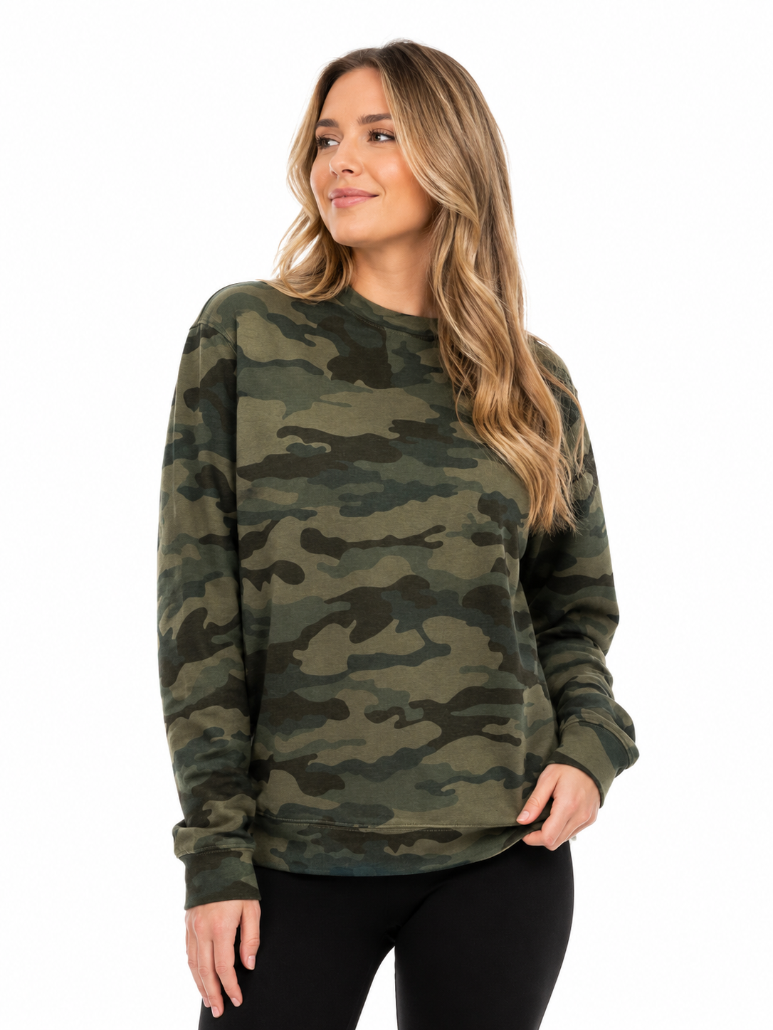 Crewneck Mi-Léger Motif Camouflage Femme (nsp49) - 80% Coton 20% Polyester | 6 Tailles