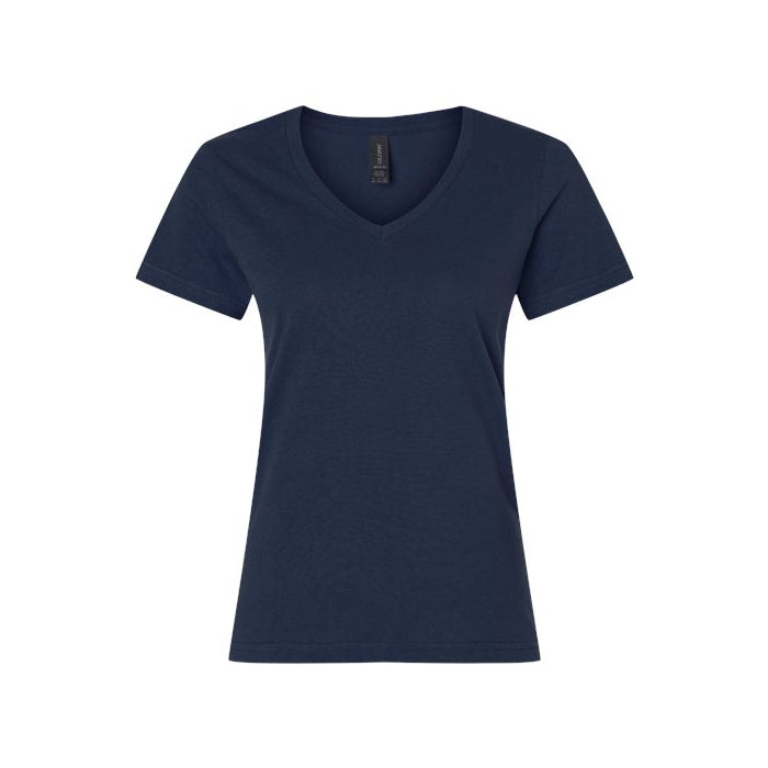 T-shirt femme col en V ultra doux coton bleu marin