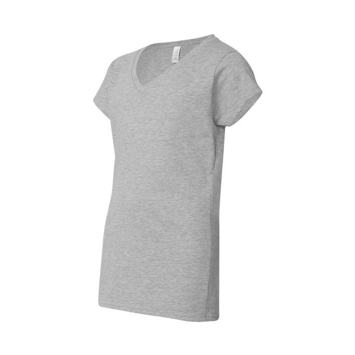 T-shirt femme col en V ultra doux coton gris sport