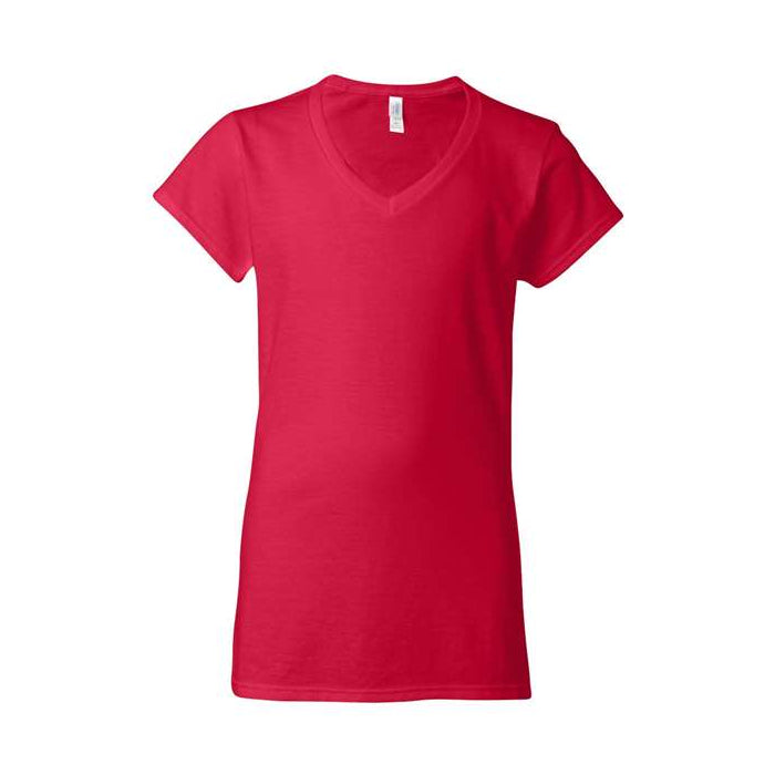 T-shirt femme col en V ultra doux coton rouge cerise