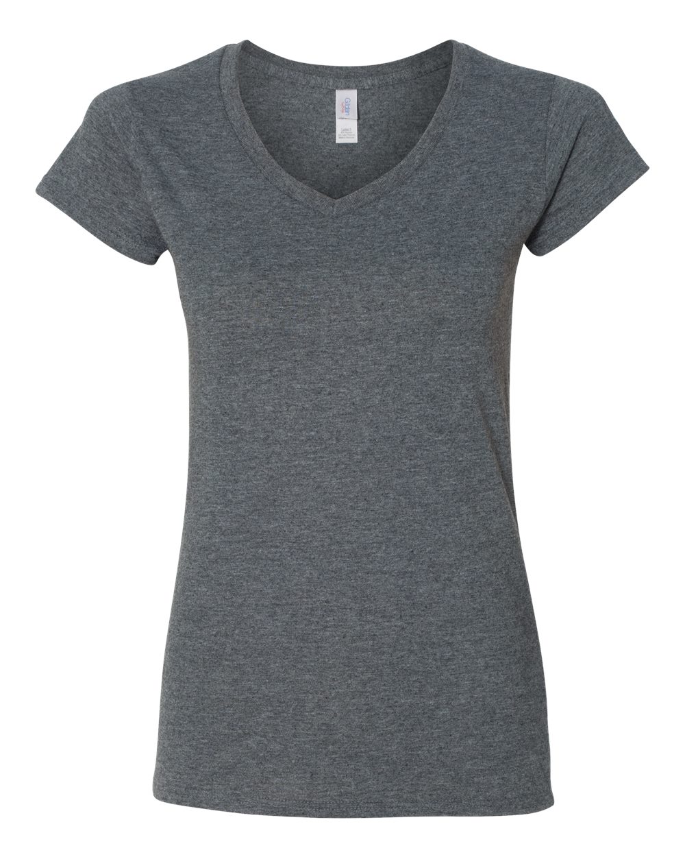 T-shirt femme col en V ultra doux coton gris cendré foncé
