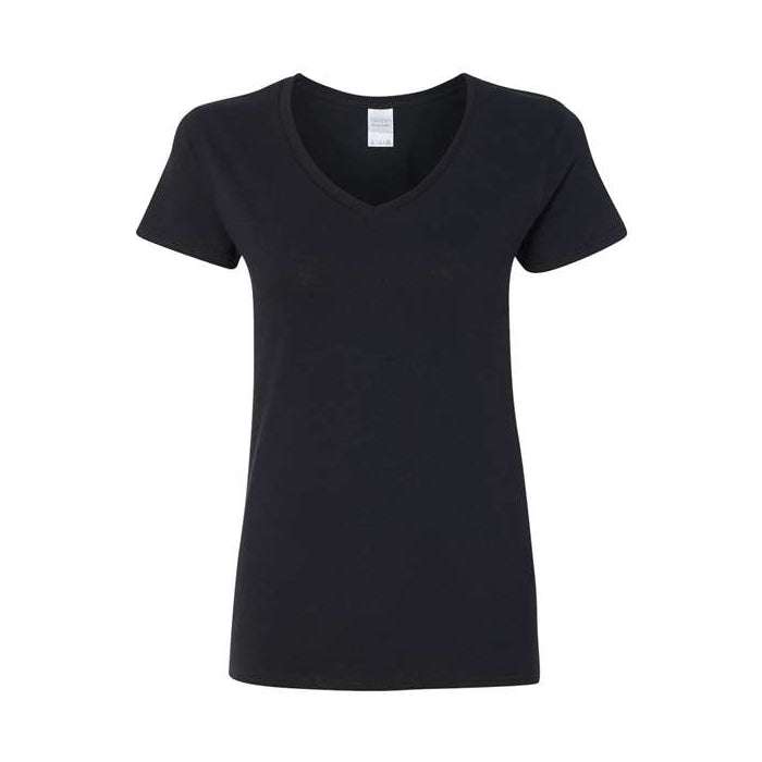 T-shirt femme col en V coton lourd noir