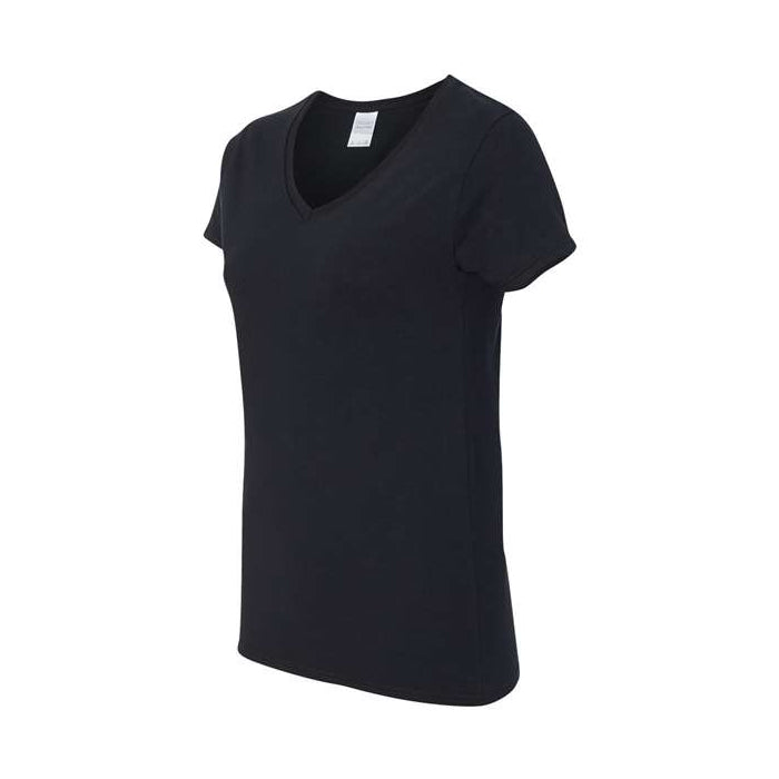 T-shirt femme col en V coton lourd noir