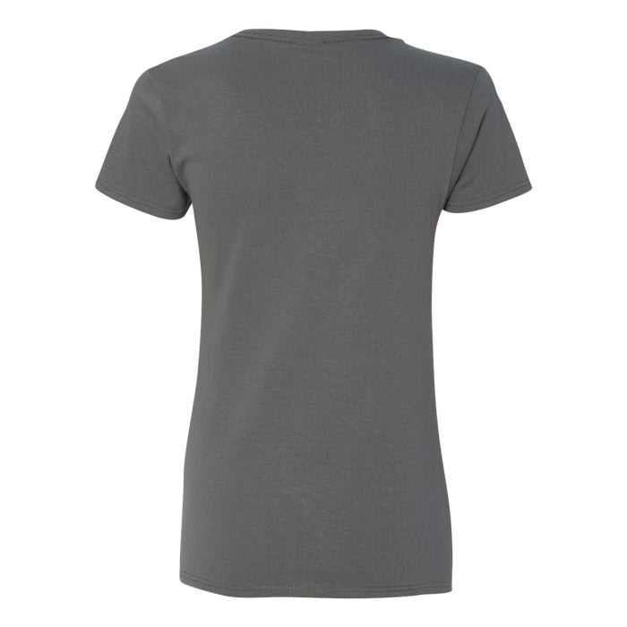 T-shirt femme col en V coton lourd gris charcoal