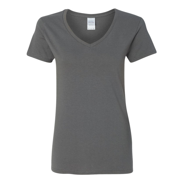 T-shirt femme col en V coton lourd gris charcoal