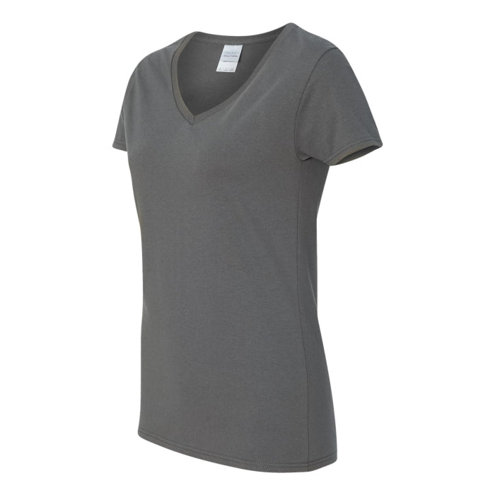 T-shirt femme col en V coton lourd gris charcoal