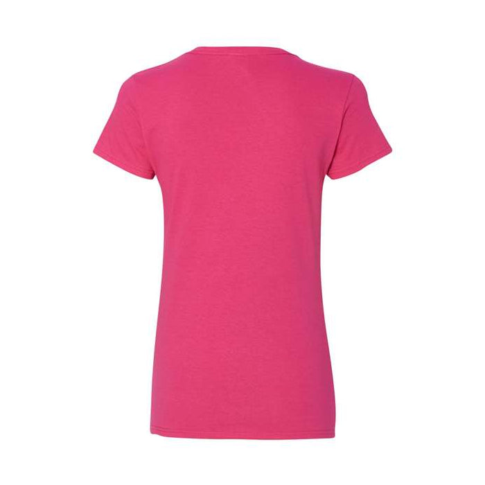 T-shirt femme col en V coton lourd rose héliconia