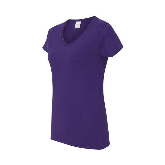 T-shirt femme col en V coton lourd violet