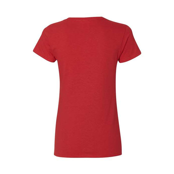 T-shirt femme col en V coton lourd rouge