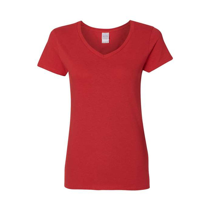 T-shirt femme col en V coton lourd rouge