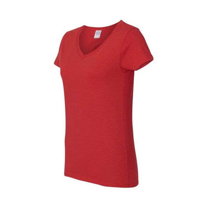 T-shirt femme col en V coton lourd rouge