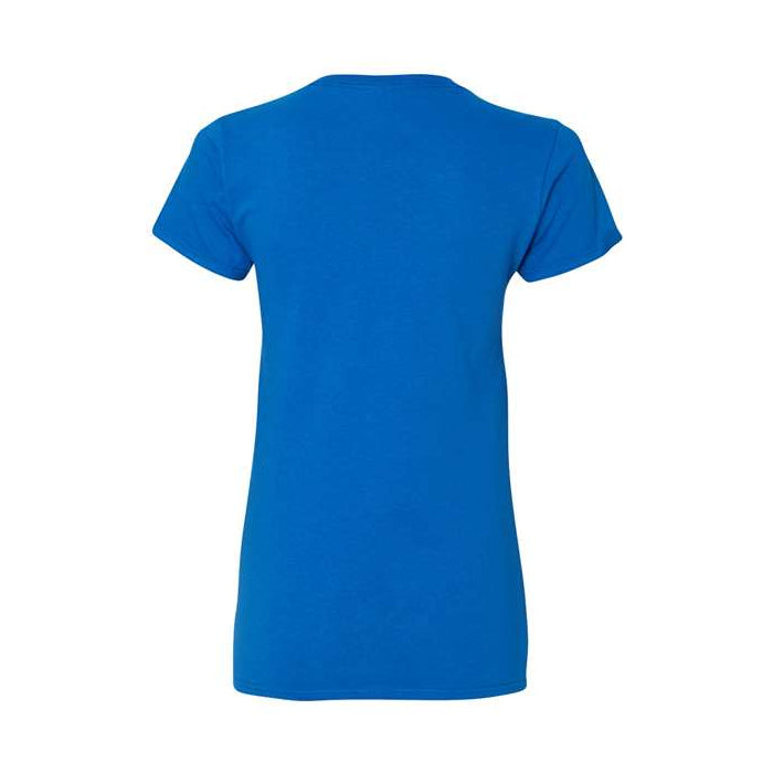 T-shirt femme col en V coton lourd bleu royal