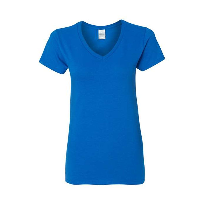 T-shirt femme col en V coton lourd bleu royal