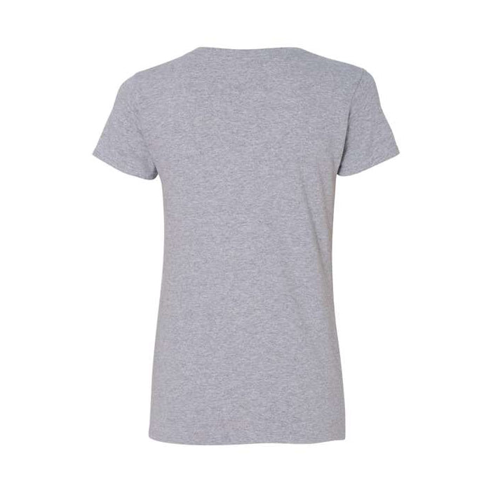 T-shirt femme col en V coton lourd gris sport