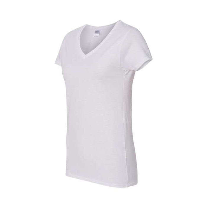 T-shirt femme col en V coton lourd blanc