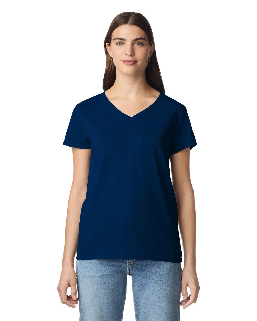 T-shirt Femme Col en V Coton 100% (nsp05) - Tissu Lourd 8,8 oz Semi-Ajusté | 11 couleurs