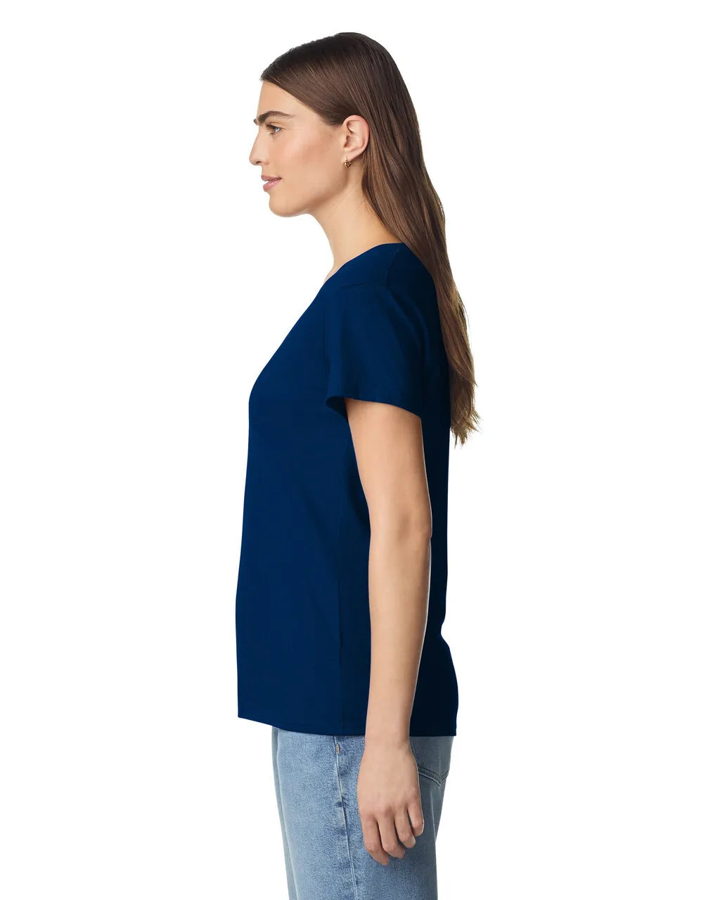 T-shirt Femme Col en V Coton 100% (nsp05) - Tissu Lourd 8,8 oz Semi-Ajusté | 11 couleurs