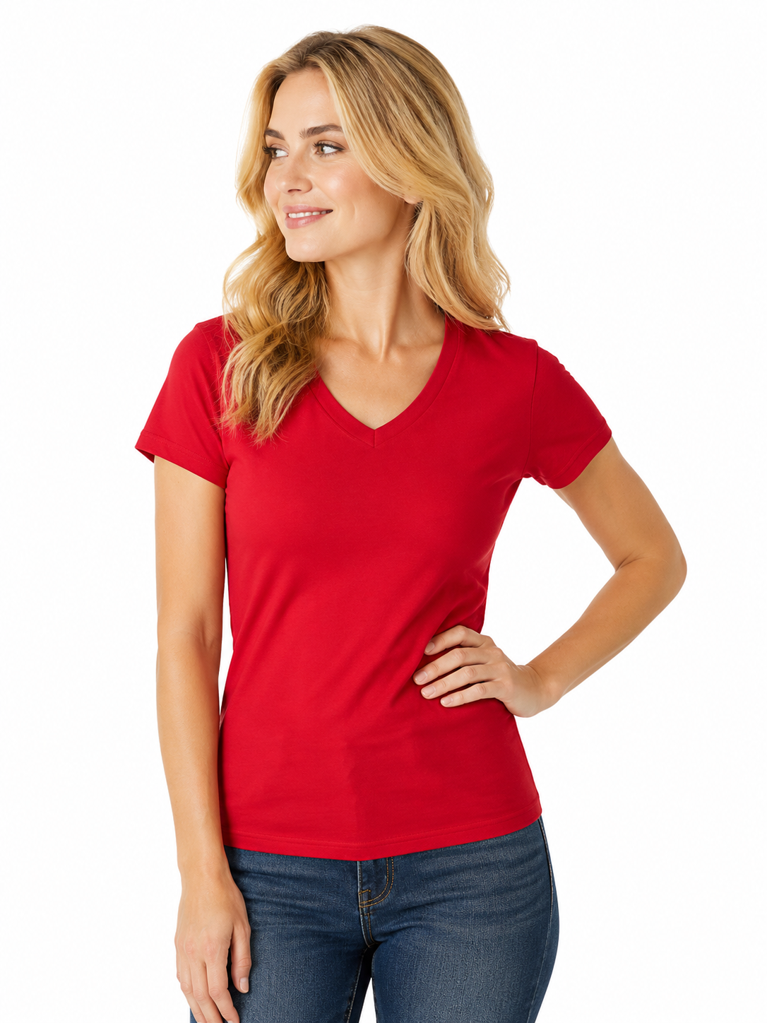 T-shirt Femme Ultra Doux Col en V (nsp04) - Coton 100% Semi-Ajusté | 7 couleurs