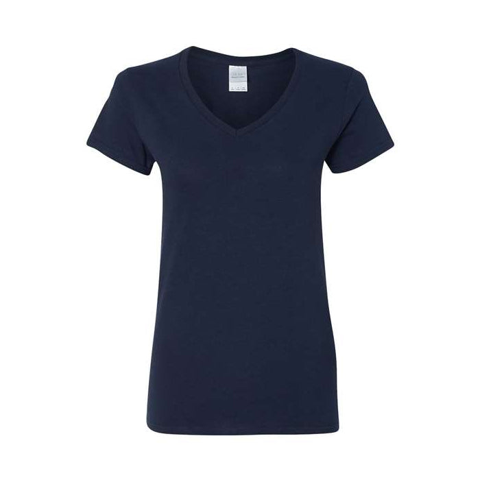 T-shirt femme col en V coton lourd bleu marin