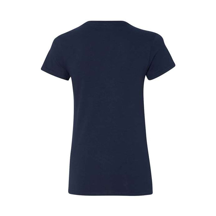 T-shirt femme col en V coton lourd bleu marin