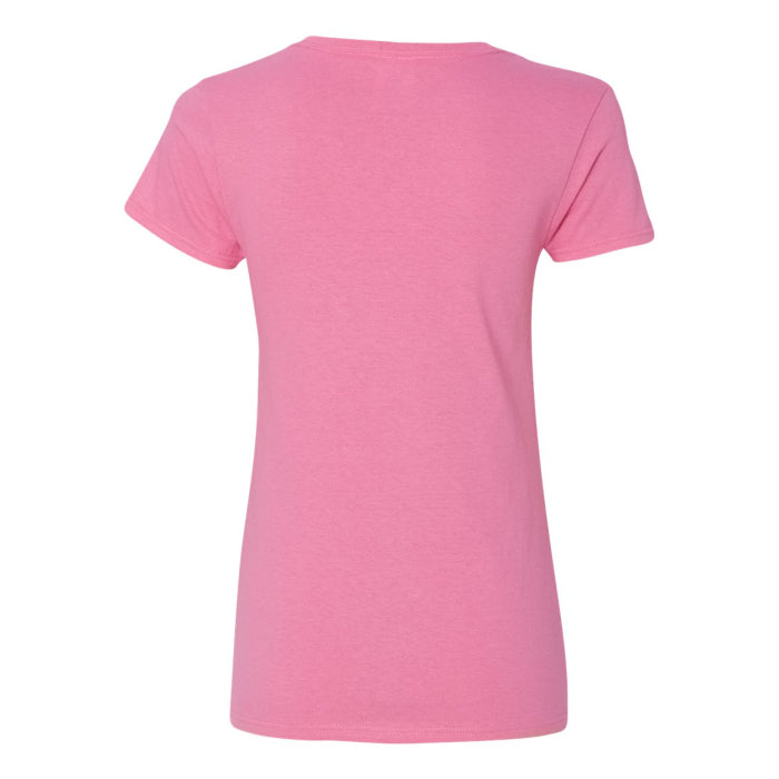 T-shirt femme col en V coton lourd rose azalée