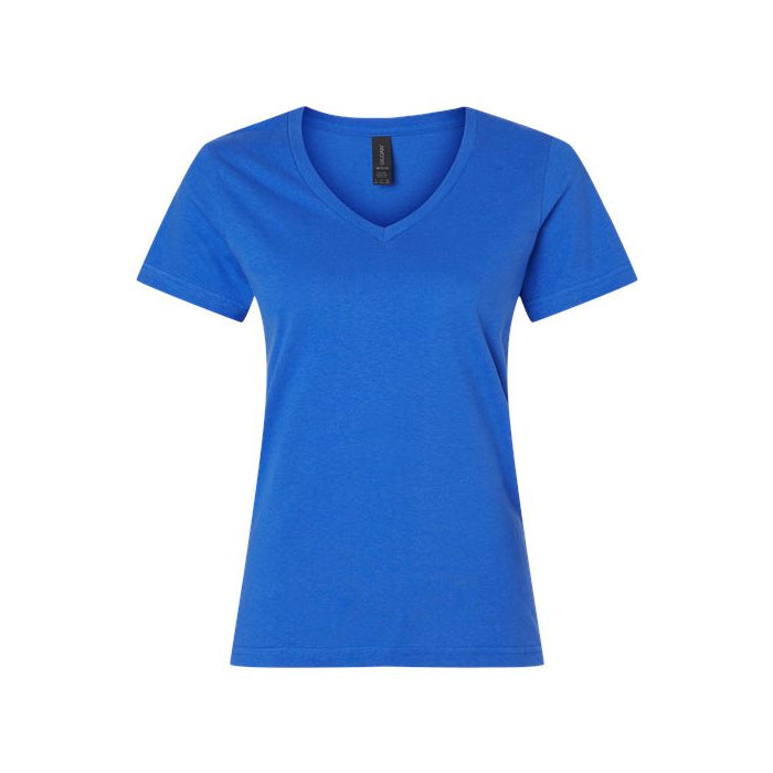 T-shirt femme col en V ultra doux coton bleu royal