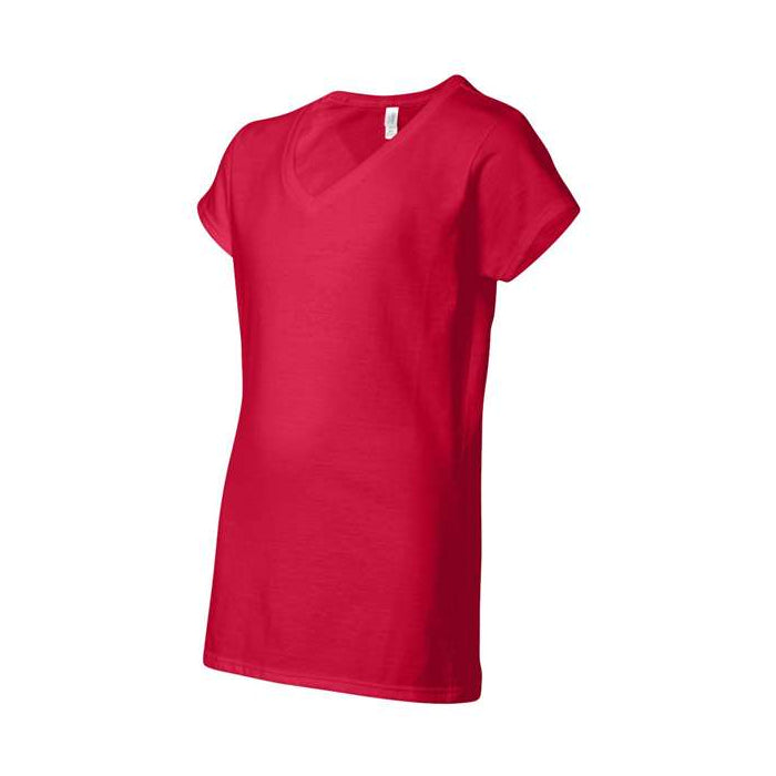 T-shirt femme col en V ultra doux coton rouge cerise